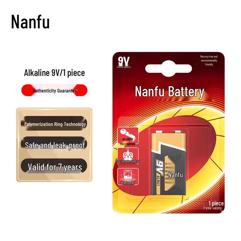 

Nanfu 9V Alkaline Battery for Multimeters & Microphones - Long-lasting 6F22 6LR61