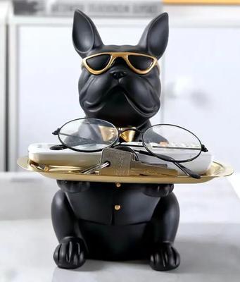 Multi Functional Bulldog Tray Animal Statue Creative Ornament Living Room Bedroom Miscellaneous Storage Home Decoration