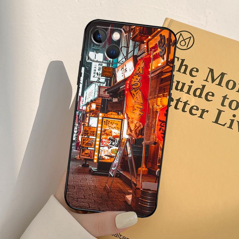 

Neon Blue Cyberpunk Tokyo Street Phone Case For iPhone 17 16 15 14 13 11 12 Pro Max mini XR 16e 15 16 Plus 17 Air Full Cover iPhone 12Pro MAX