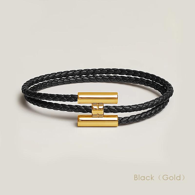 MOONLIGHT Classic H Button Braceles for Women Double-layer Leather Charm Bracelet Female Fashion Couple Jewelry Gifts 13 Colors