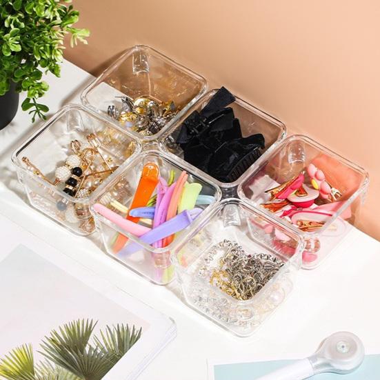 Desktop Storage Box Set Clear Drawer Organizer Stackable Anti-Slip Containers Multi-Size Organizers Set for Makeup Bathroom Kitchen