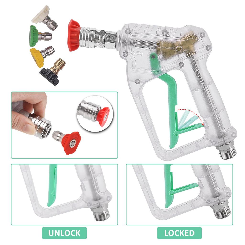 BEAR FORCE Hochdruckreiniger-Pistolen-Set - Elektrische Hochdruckreiniger-Pistole Max. 150 bar (2200 PSI) mit 1/4" Schnellanschluss & 5 Sprühdüsenspitzen Set
