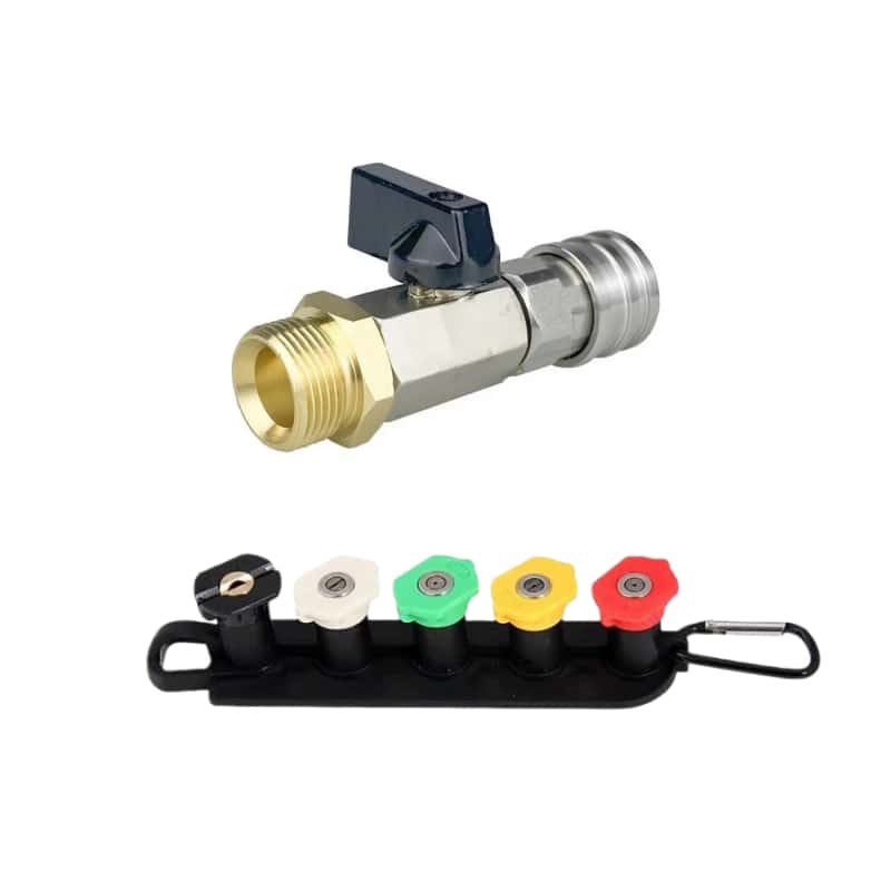 1/4" Brass Quick Connect Nozzle Set, High Pressure Washer Hose Adapter with Adjustable Valve for Car Wash