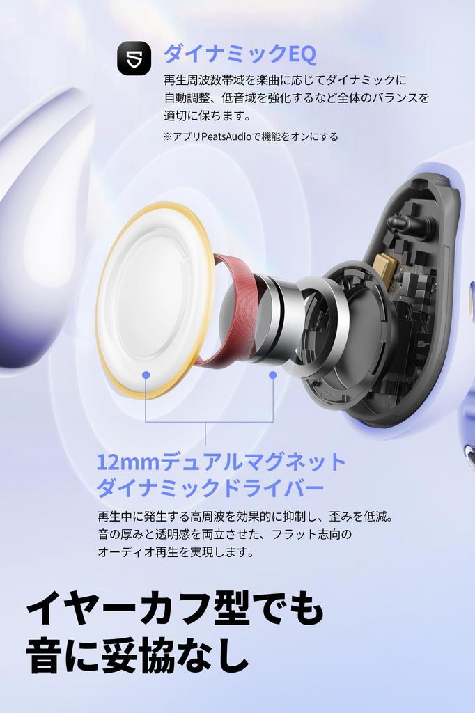 SOUNDPEATS CC Ear Cuff Earphones Ear Wireless Earphones Bluetooth to 24 Hours Charge Ear Earphones SoundPeats Gold Performance PearlClip Pro [Open