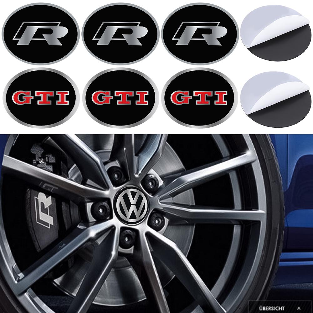 4pcs 56/60/63/65/68MM Auto Emblem Styling Wheel Center Covers Decor Stickers Hub Caps For Volkswagen VW GTI R Beetle Polo Touran