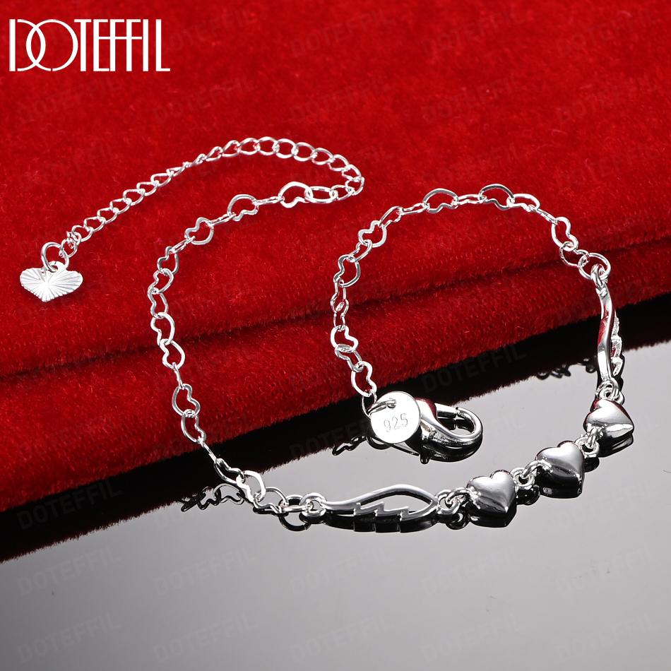 925 Sterling Silber Romantisches Herz Armband Hochzeitsschmuck