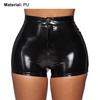 Pantaloni scurți pentru femei, design cu butoane, pantaloni scurți din piele artificială de vară, foarte elastici, pentru femei
