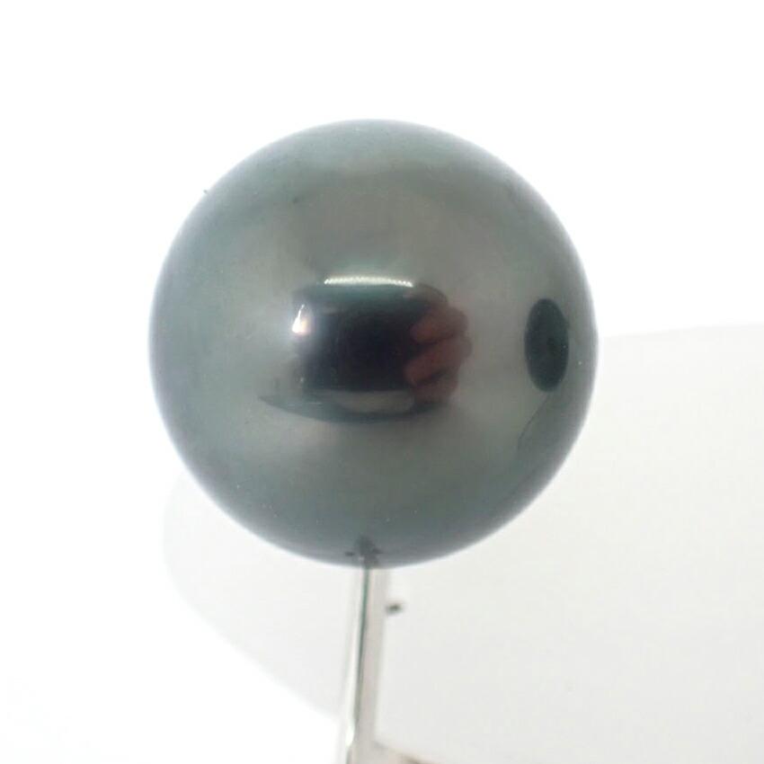 [Used] 14K White Gold South Sea Black Pearl Earrings / J55-46