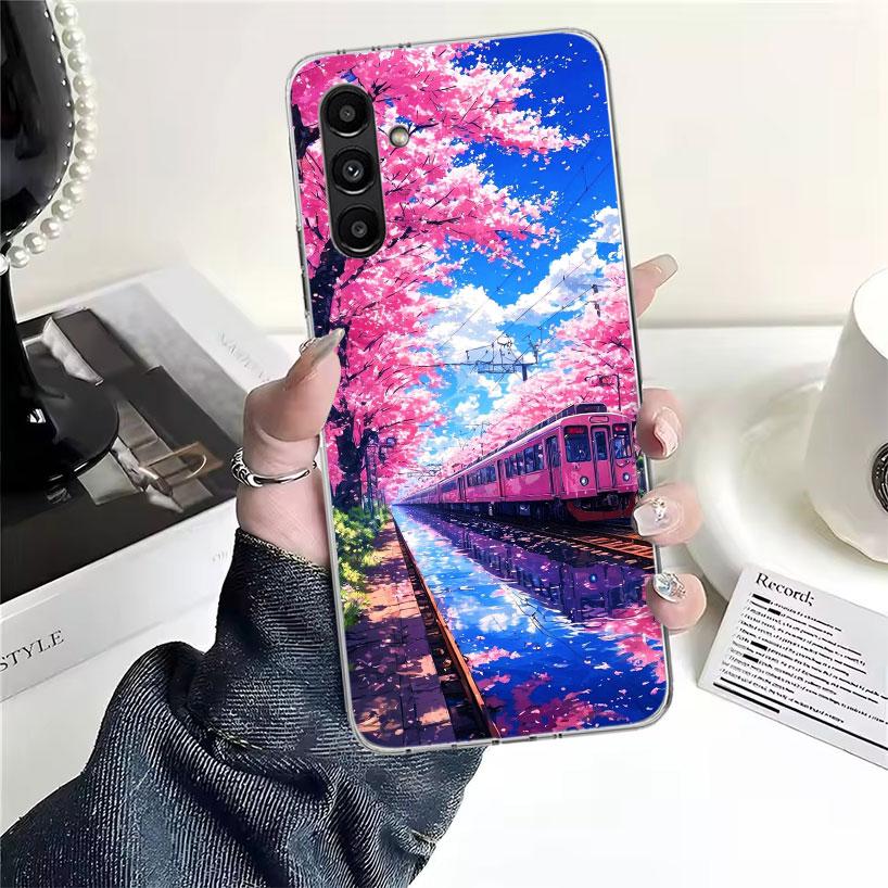 

Retro Japanese Sakura Train Phone Case For Samsung Galaxy A13 A14 A15 A16 A17 A53 A54 A55 A56 A57 A33 A34 A35 A36 A37 A23 A24 A2 Samsung A55