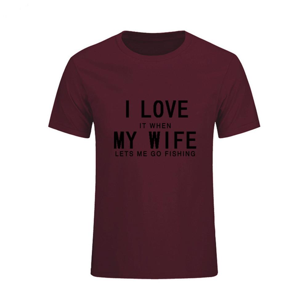 Men S T Shirts I Love My Wife Slim Fit Simple Style Tees Crew Neck
