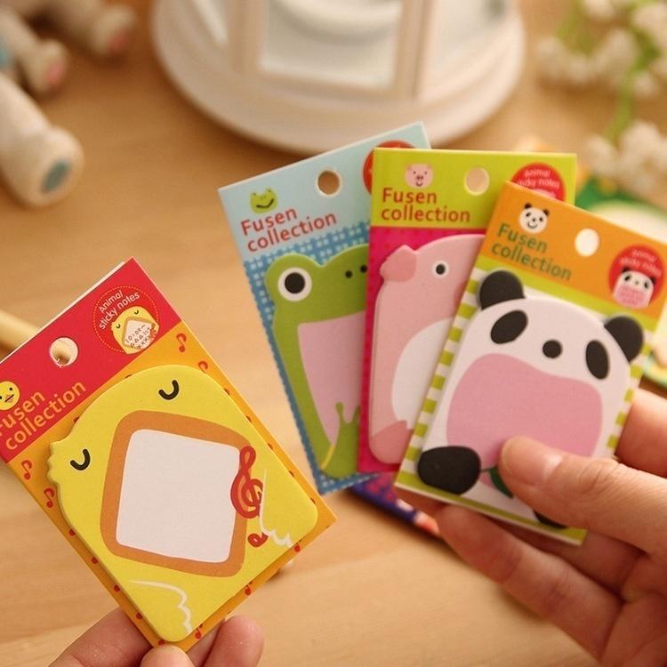 5/8 Bags Cartoon Sticker Bookmark Animal Shape Sticky Note Sticker Mark Memo Notepad Book Color Random