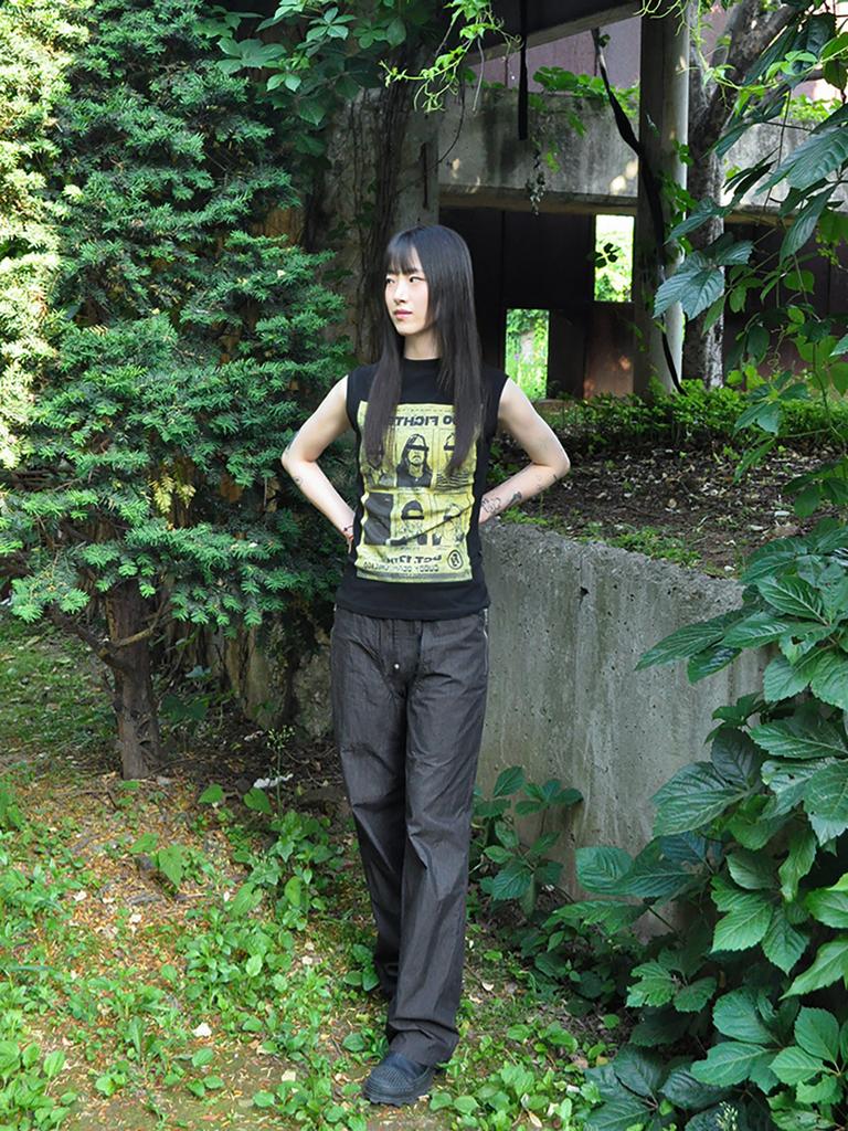 TUDE Cutting Line Rivet Pants Charcoal