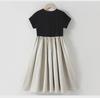 Robe T-shirt à manches courtes pour filles à couleurs contrastées - Été 2025 Style coréen Jupe fine