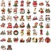 50 Pieces Transparent Cartoon Retro Christmas Sticker Pack - Waterproof Clear PET Decals for Journal, Guitar Notebook Decoration