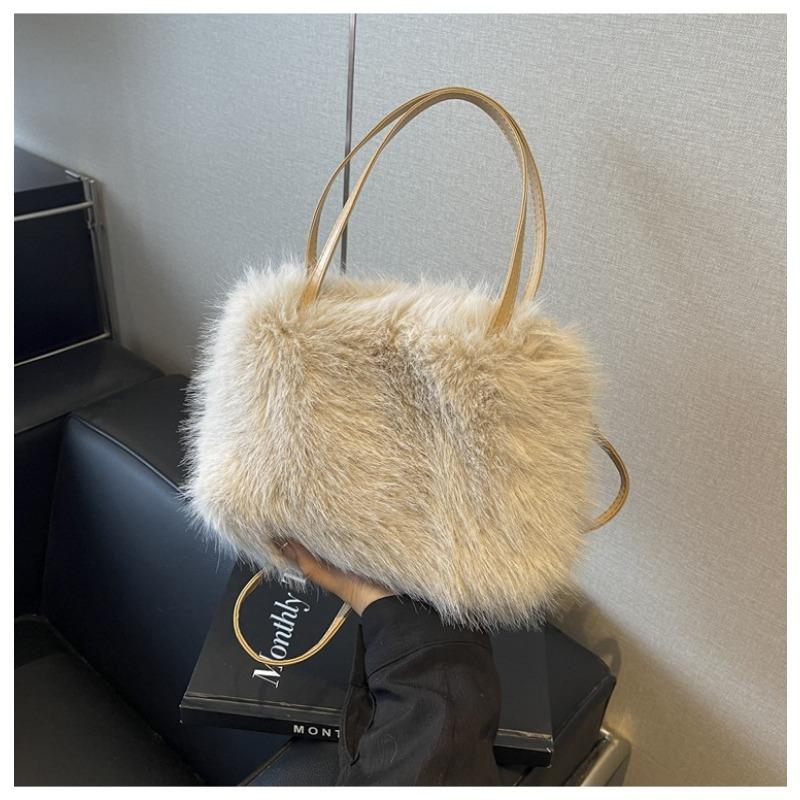 Plush Bag Women's Large-capacity New Autumn and Winter Versatile Messenger Bag High-end Plush Tote Bag