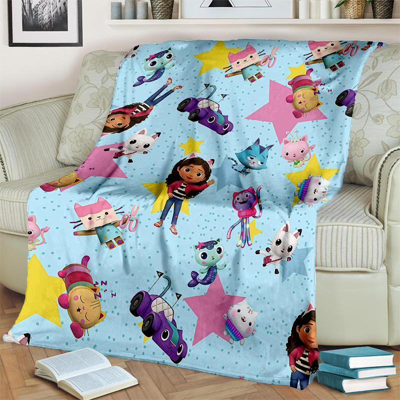3D Kawaii Gabbys Dollhouse Cartoon Girl Gift Blanket,Soft Throw Blanket for Home Bedroom Bed Sofa Travel Picnic Cover Kids