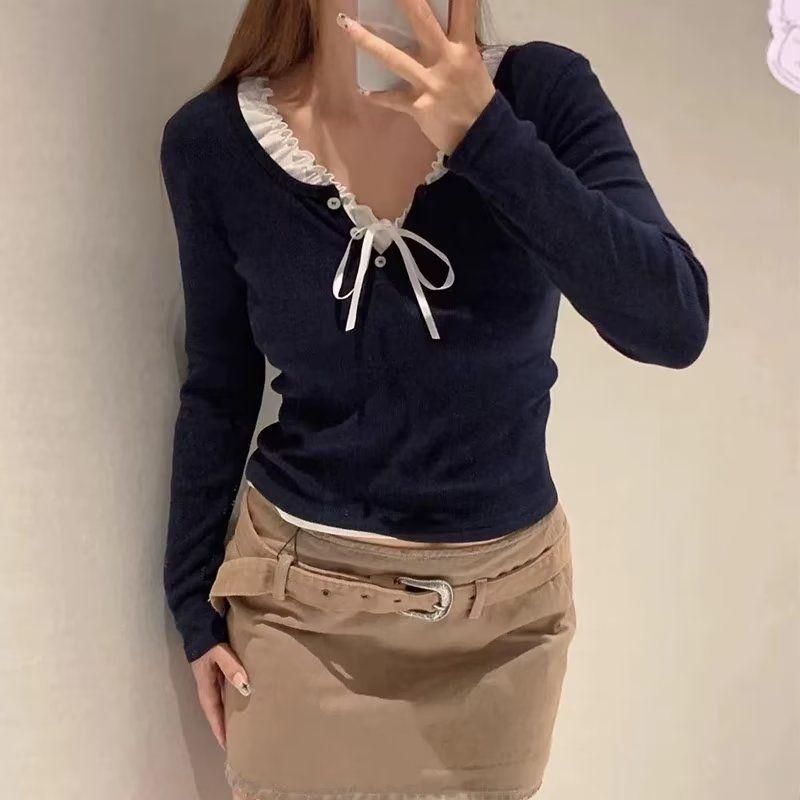 

Официальный сайт BM Повседневная однотонная футболка с ниточным верхом и длинными рукавами Deep Tibetan Green One size