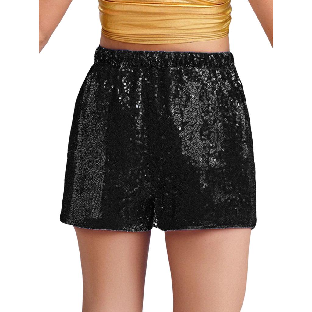 Girls Sequined Dance Shorts Elastic Waist Shiny Sequins Jazz Performance Cheerleading Competition Bottom