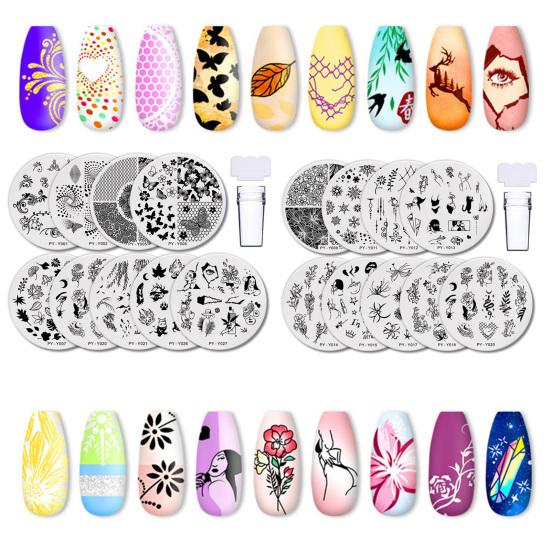 

1 набор достаточное количество практичный хороший многоцелевой микс дизайн штамповка ногтей набор пластин шаблон штампа для ногтей 5