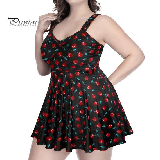 

2 шт./комплект женский купальник из двух частей плюс размер вишневый принт купальник с трусиками летний пляж бассейн женский купальный костюм танкини купальники XXL чёрный