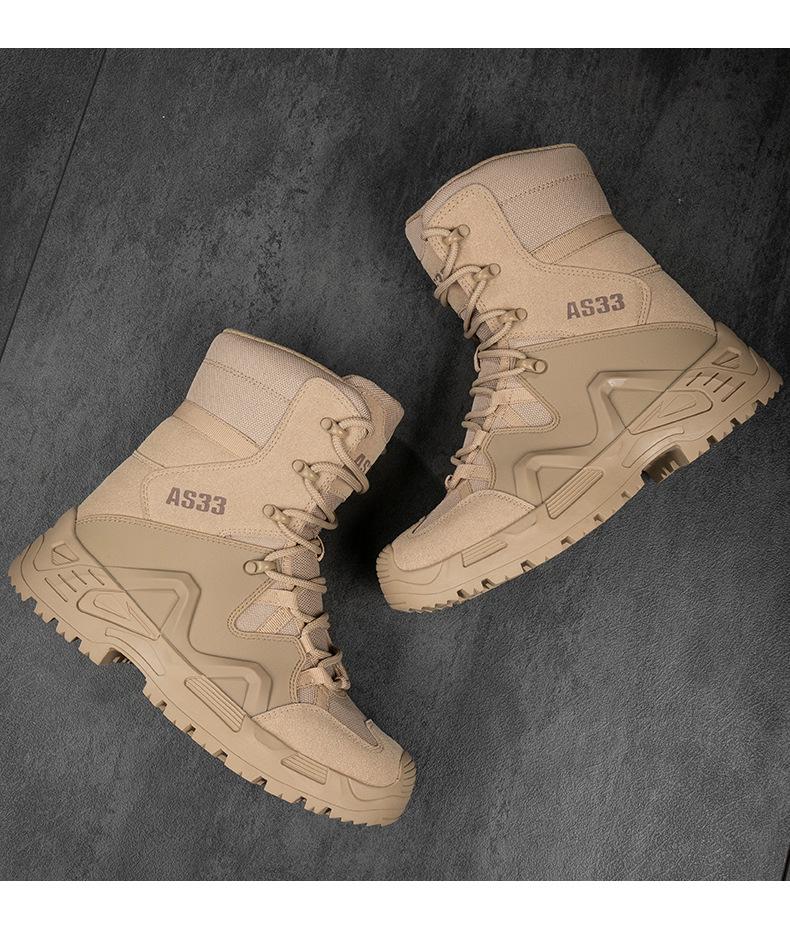 Men's Tactical Mid-Top Combat Boots: Large Size, Outdoor Hiking & Mountaineering, Anti-Collision