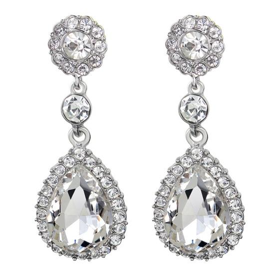 

1 пара женских блестящих серег-капель со стразами в форме капли, сверкающие висячие серьги с кисточками, ювелирные изделия, подарок белый