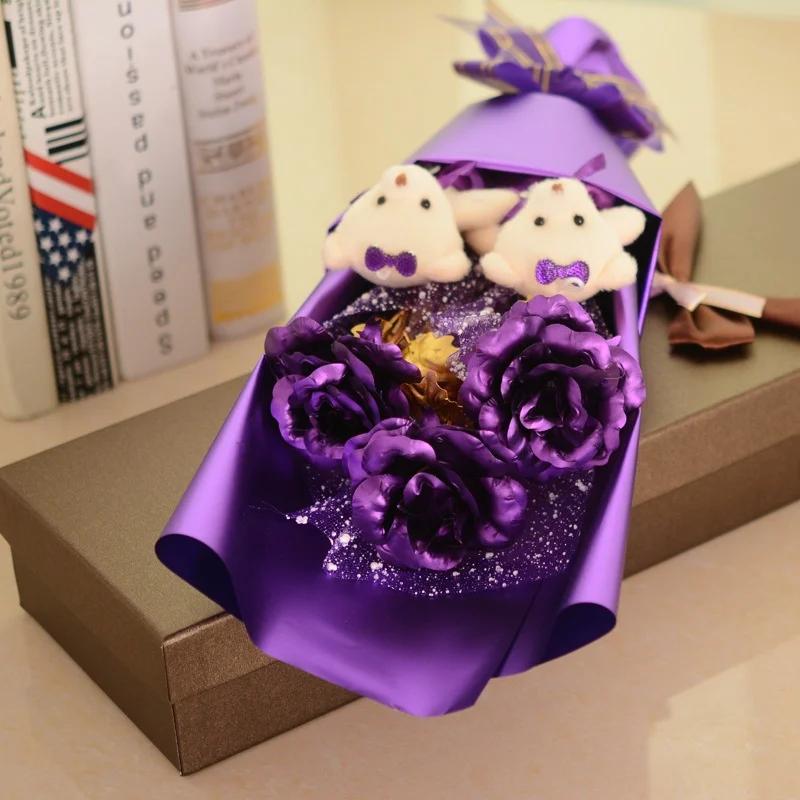 Flores Artificiais Douradas Rosa Banhada a Folha de Ouro 24K Presente de Dia dos Namorados para Esposa Casamento Dia das Mães Amor Eterno Rosas Douradas