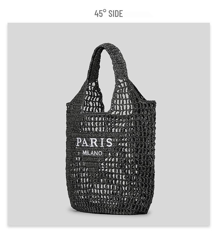 Handmade Straw Embroidered Letter Tote - Spacious, Versatile Woven Shopping Bag for Women