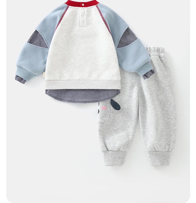 DUUDUU 2025 Korean-Style Boys' Two-Piece Velvet Autumn/Winter Set
