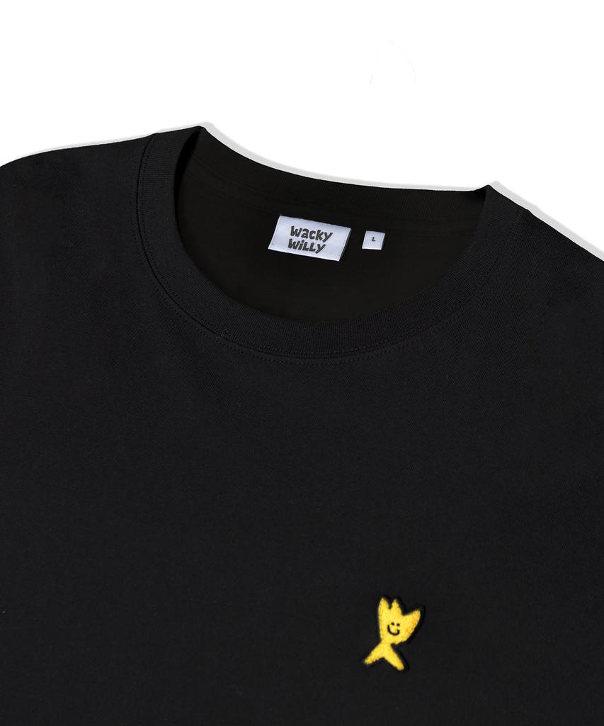 WACKY WILLY Signatur Kiki Aufnäher Kurzarm T-Shirt Schwarz