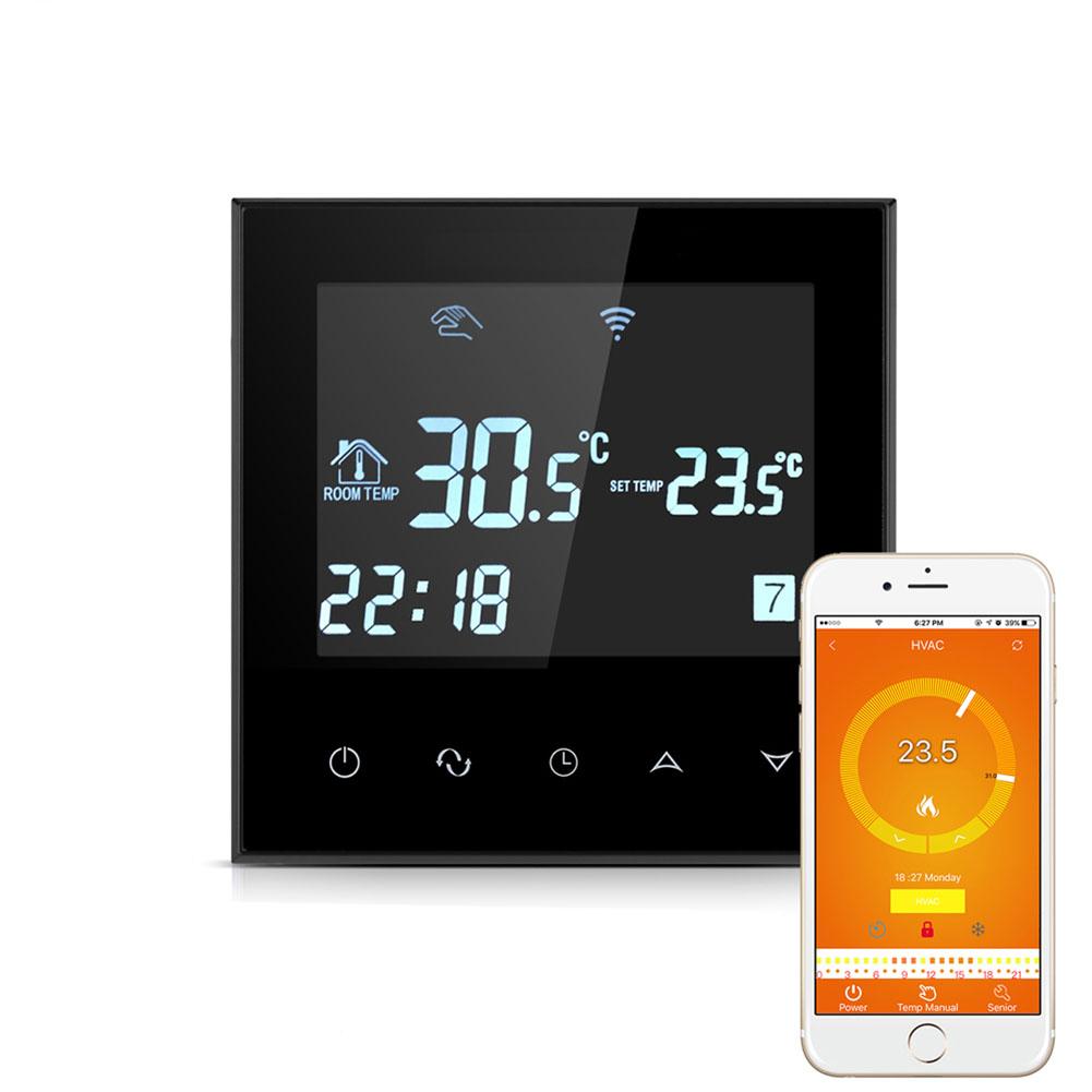 WIFI Thermostat for Water Heating Smart Programmable Temperature Controller with Glass Touch Screen black #1