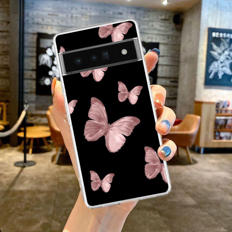 

Gold Pink Rose Glitter Hearts Phone Case For Google Pixel 9 8 7 6 Pro XL 8A 7A 6A 5 4 5A 4A 3A XL 5G soft Silicone Clear Cover Pixel 8