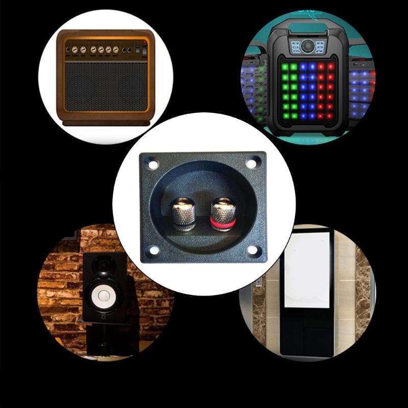 Silver Coppers Speaker Terminals Connectors Square Box with 2 Banana Gildeds Subwoofer Stereoes Plug Spring Cup Connection