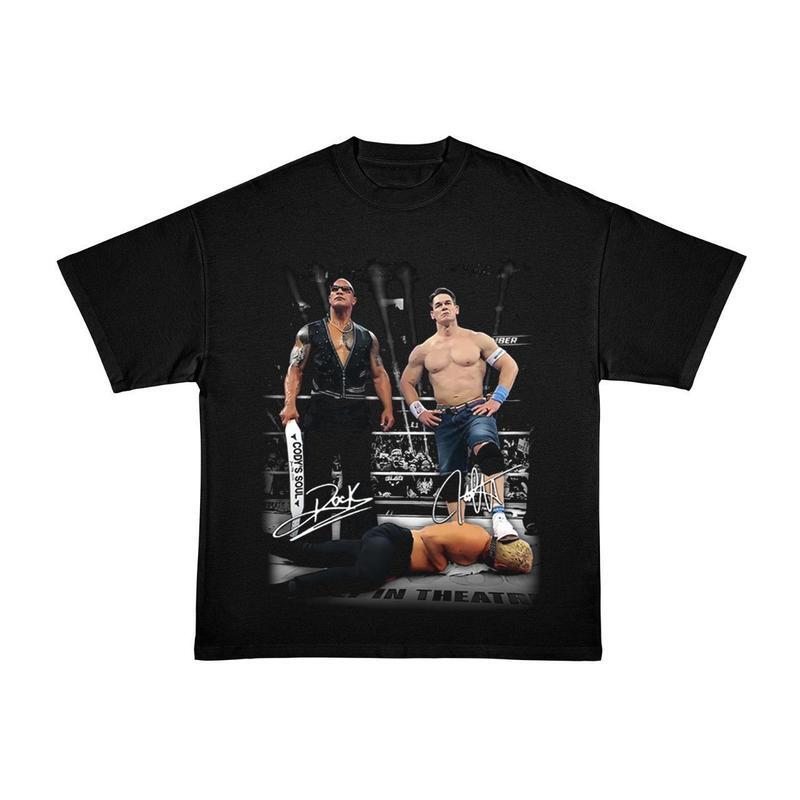 Футболка WWE с изображением Скалы и Джона Сины, Графическая футболка с изображением легенд рестлинга, Унисекс футболка с мерчем для фанатов S