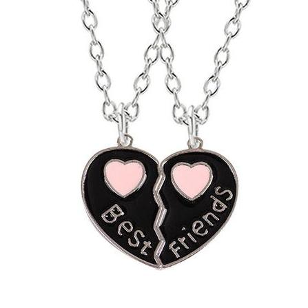 Zircon Best Friend Zircon Love Couple Pendant Necklace 2 Pcs/ Set Rainbow Broken Heart BFF Good Friends Friendship Jewelry Gift