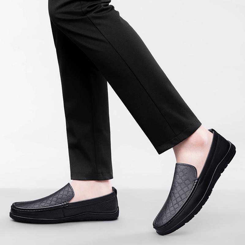 Fashion Men's Genuine Leather Loafers Slip-On Business Casual Shoes Comfortable Flat New Driving Shoes for Men Lightweight Dress Shoes
