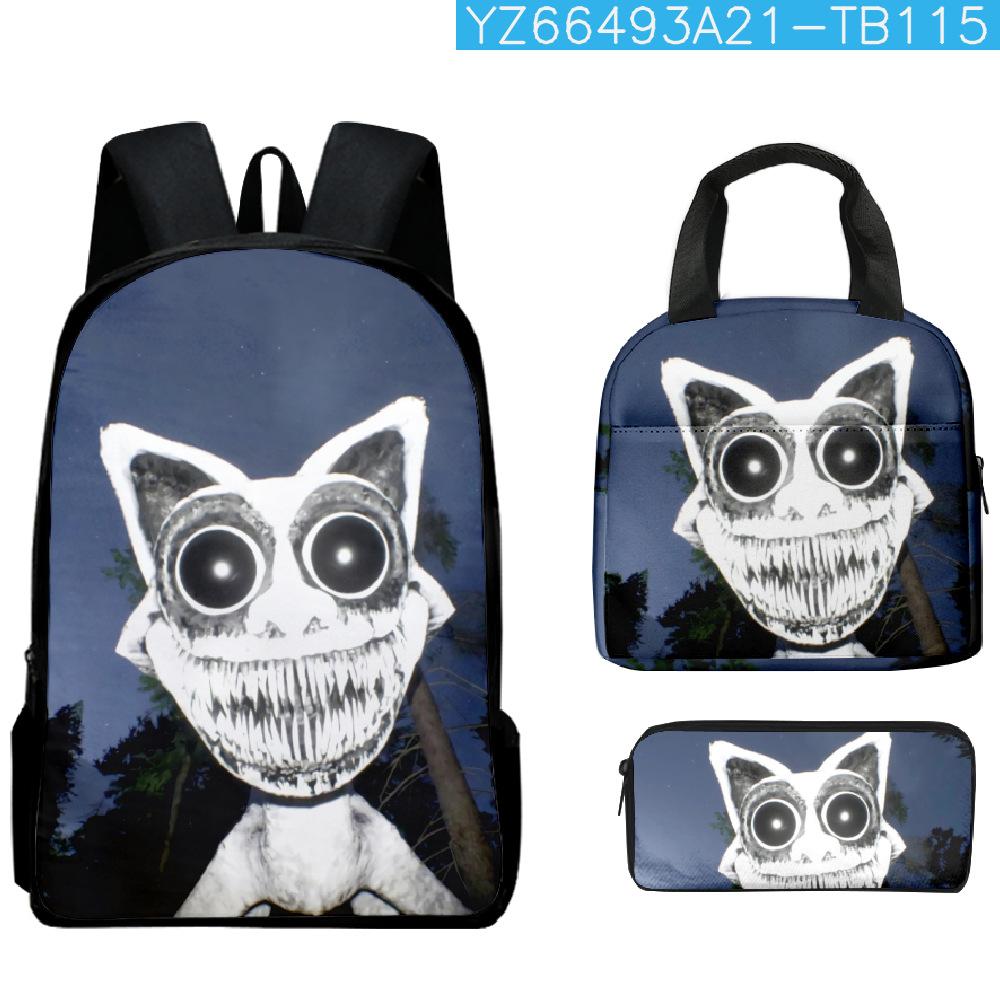Cartoon Popular Funny Novelty Zoonomaly 3D Print 3pcs/Set Student School Bags Laptop Daypack Backpack Lunch bag Pencil Case