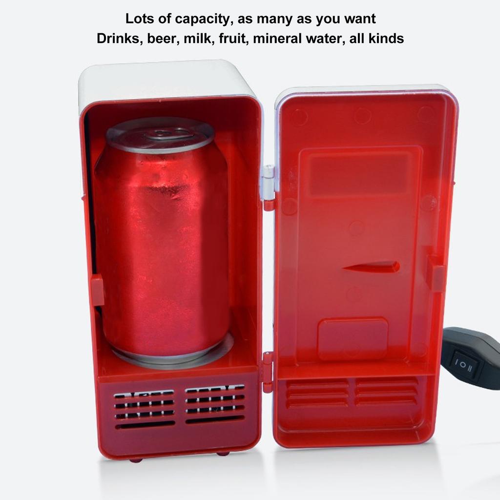 USB Mini Fridge Refrigeration Heating Freezing Travel Car Fridge Beverage Cooler Refrigerator Red