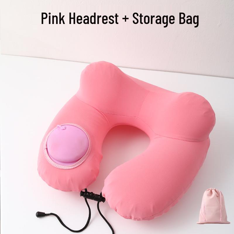 U-förmiges Reise-Nackenkissen - Zum Aufblasen drücken, Tragbare Stütze für Flüge und Geschäftsreisen