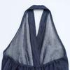Women's Fashion New Arrival: European and American Tie-up Denim Halter Collar Backless Midi Dress 