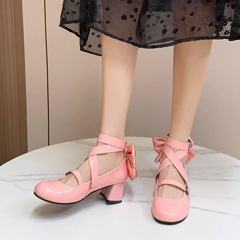 Pink High Heels Original Genuine Lolita Lolita Cute Thick Heel Soft Girl Small Leather Shoes Lo Genuine Student