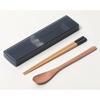 Ansio Quiet Antibacterial Chopsticks and Spoon 18cm Set with Sliding Case, Natural Wood, Black, Dish
