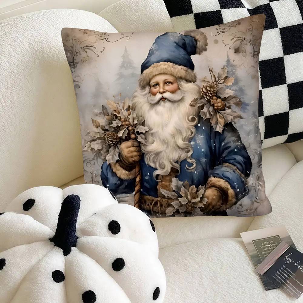 Santa Claus Pillow Case Fashion Square Pillowcase Bedroom Sofa Room Ins Decoration Leisure