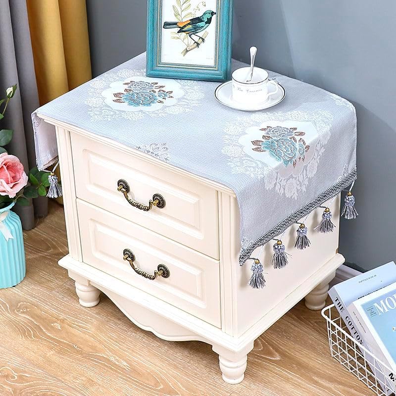 Microwave Oven Top Cover Dustproof Machine Protector Decorative Kitchen Appliance Cover - Grey Small Flower