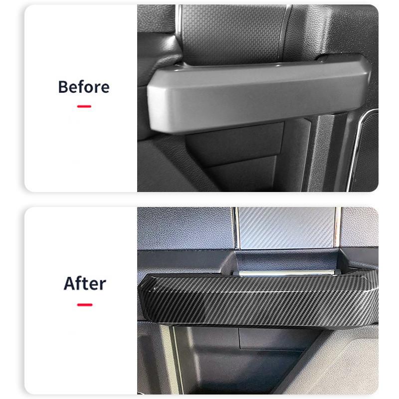 4pcs Carbon Fiber Style Car Inner Door Handles Cover Trim ABS Plastic For Ford F150 2015-2020 Super Cab/Extended Cab