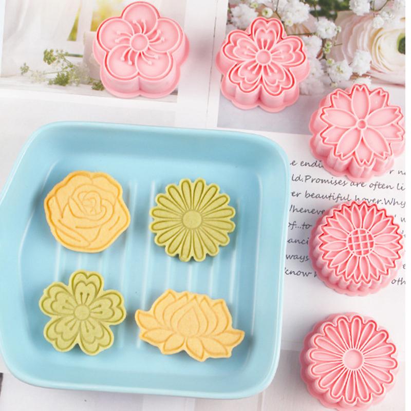8pcs Flower Biscuit Mold Chrysanthemum Plum Blossom Cartoon Cake Sugar Flipping 3D Cookie Cake Baking Tools Party Supply