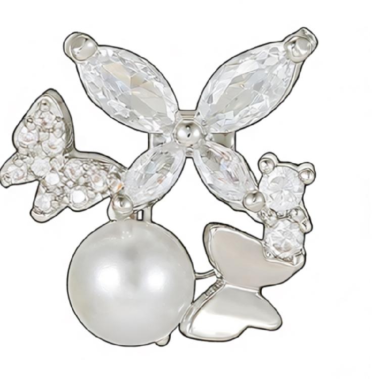 1pair Trendy Crystal Accented Ear Clip For FreeClip 1/2 Headphones Securely Fit Clip On Charm Stylish Pearls Decors
