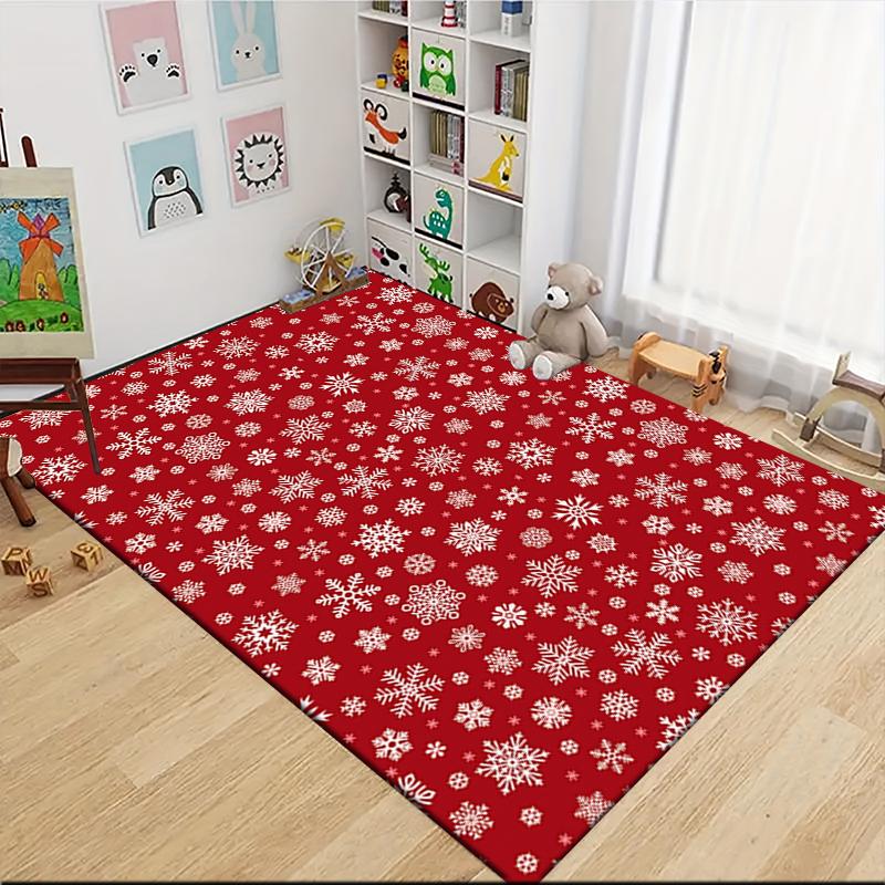 Winter Snowflakes Carpet Rug Soft Washable Anti Slip Home Living Room Sofa Mats Personalized Christmas Rug