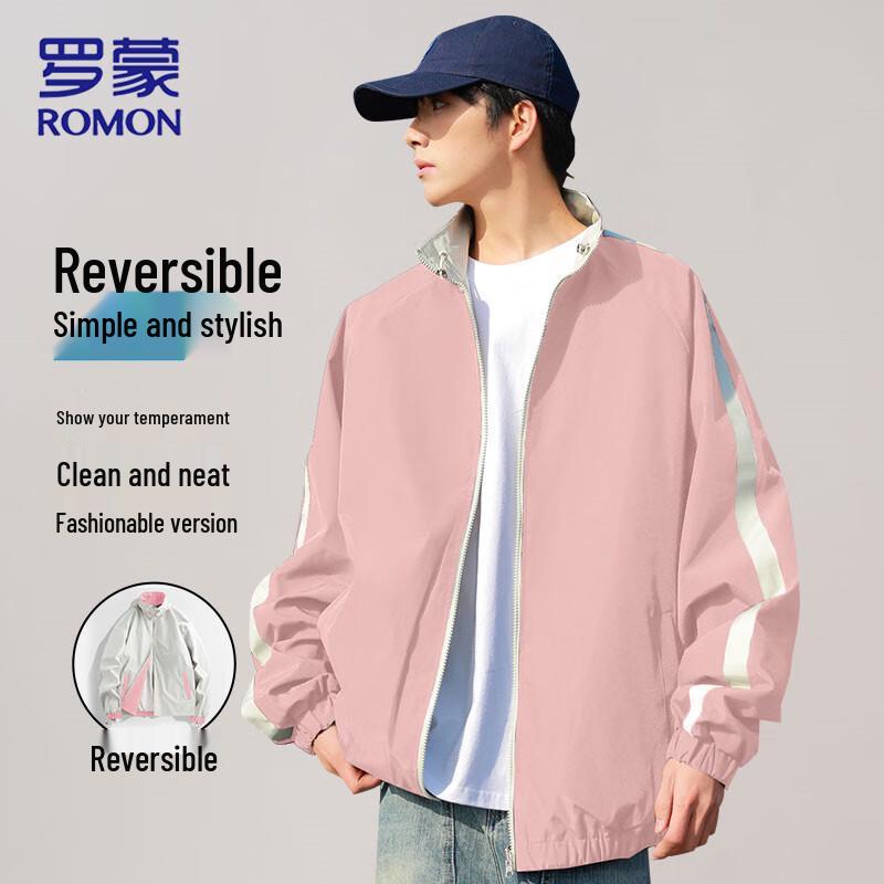 ROMON Men's Reversible Stand-Collar Casual Jacket