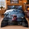 Courage the Cowardly Dog Pattern Bedding 3Pcs Set Bed Sheet And Pillowcases For Indoor Bedroom